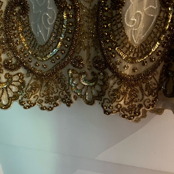 Vintage 💯 Silk Hand Beaded Dropped Waist Hand Beaded Midi Dress - Picture 6 of 10